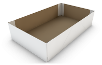 An extra strong corner construction is created with less material through clever folding constructions, which makes it possible to stack higher and with more stability on a pallet.